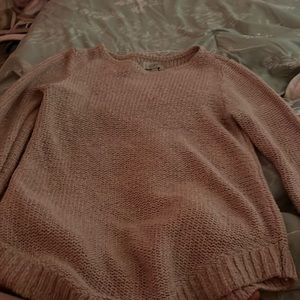 Pink knitted sweater. Very warm and cozy!